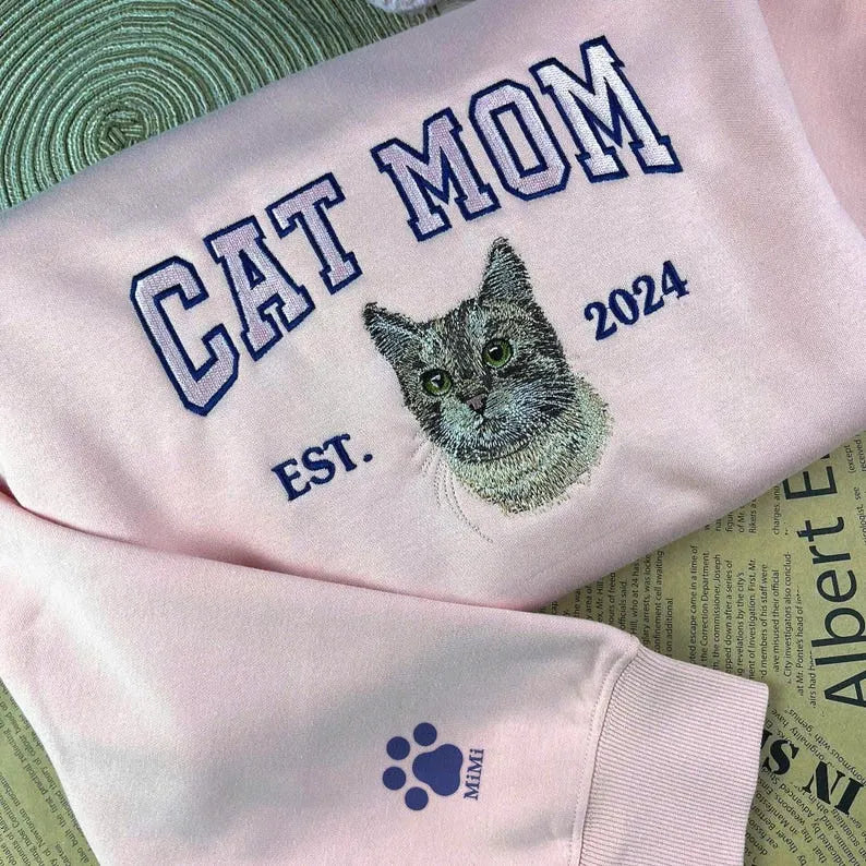 Custom Dog Embroidered Sweatshirt with Name and Year, Father's Day Gift, Dog Dad Gift