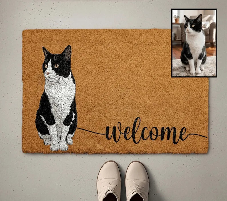 Custom Pet Portrait Door Mat, Natural Coir Fiber