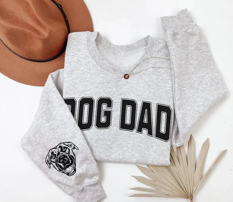 Dog Dad Personalized Sweatshirt – Custom Pet Portrait Gift for Father’s Day or Birthday