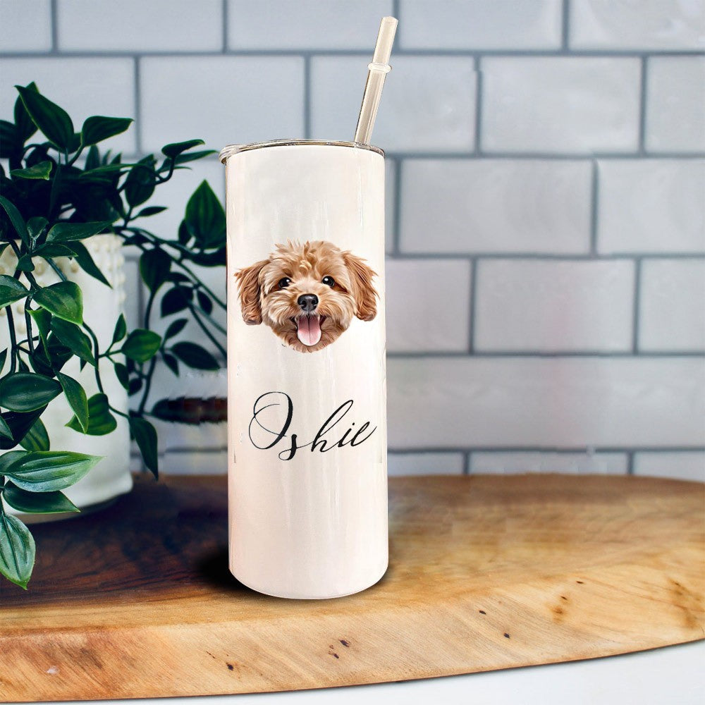Custom Pet Portrait Tumbler - Oil Painting Effect for Pet Lovers Christmas Gift