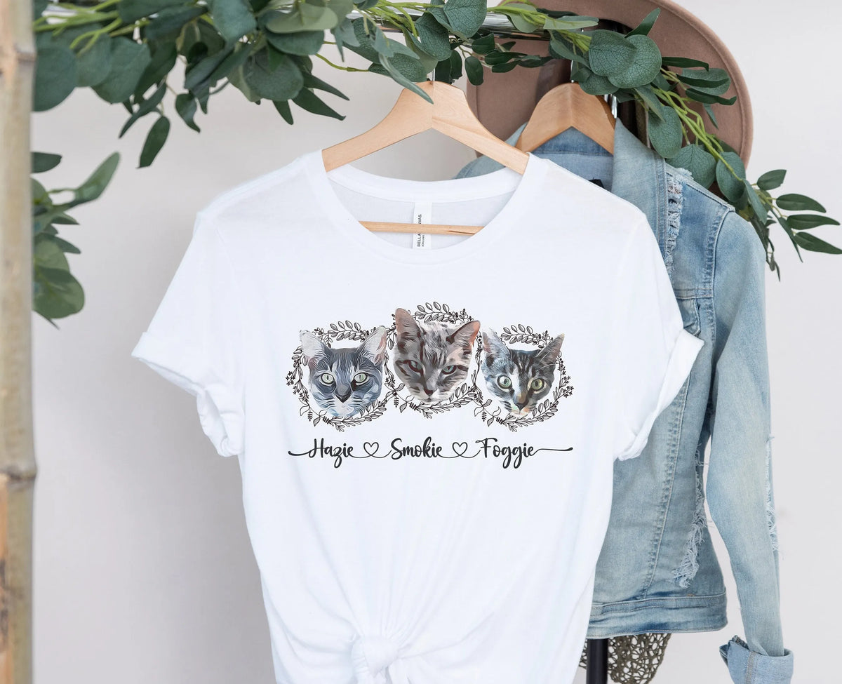 Custom Pet Face T-shirt Sweatshirt Hoodie, Personalized Pet Photo Pet Portrait Printing T-Shirt