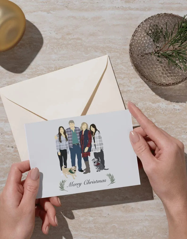 Custom Christmas Cards With Family Portrait From Photo Custom Holiday Card