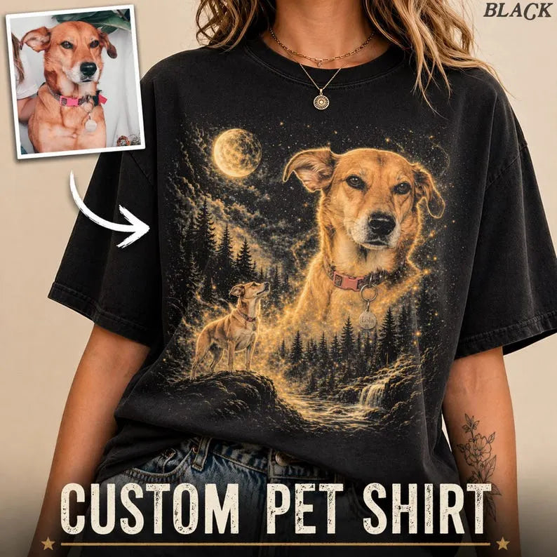 Custom Pet Photo Howling to The Moon Shirt