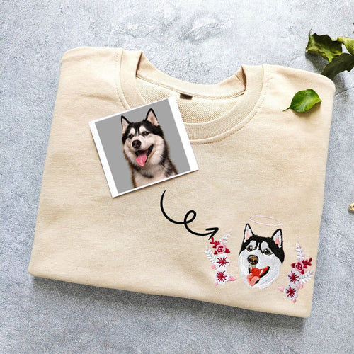 Custom Dog Pet Portrait Embroidered Sweatshirt Hoodie- Colorful Design