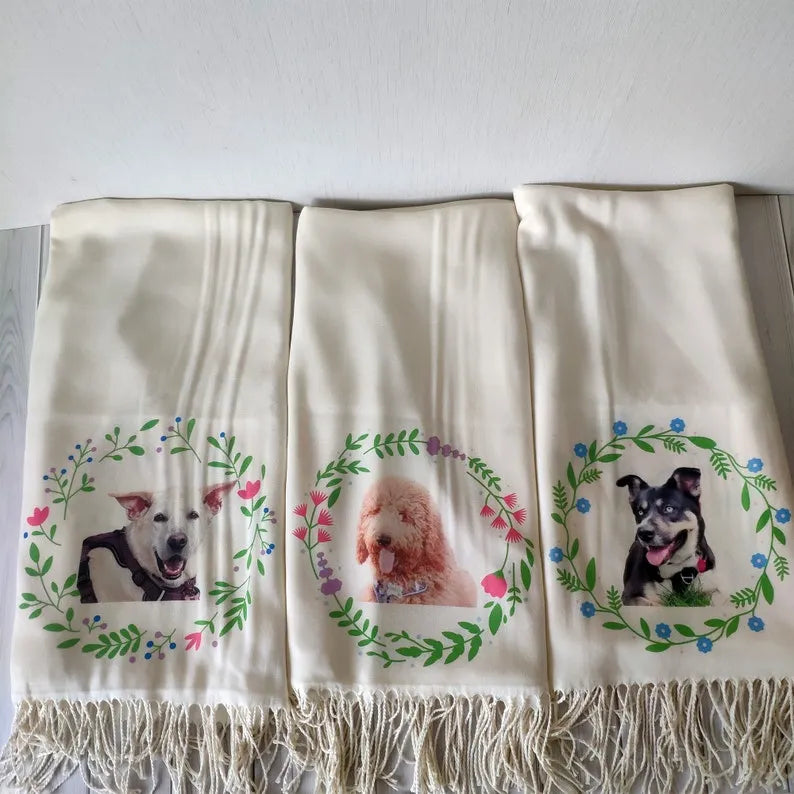 Custom Pet Photo Scarf Flower Scarf, Pets Lover Scarf