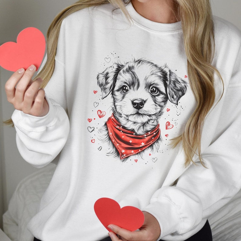 Custom Dog with Bandana Sweatshirt T-shirt, Custom Pet Valentine's Day Crewneck