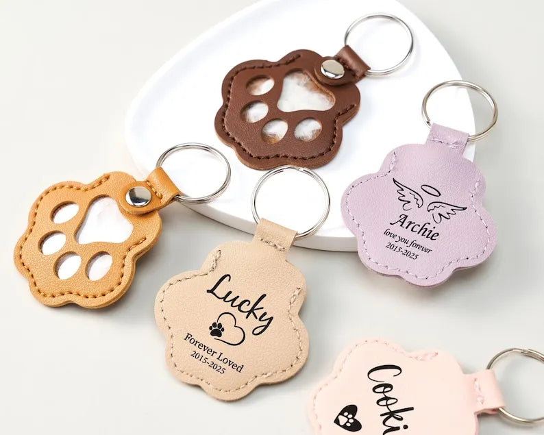Custom Pet Fur Memorial Keychain, Engraved Pet Fur Holder, Dog Cat Hair Keepsake Pet Sympathy Gift for Pet Lovers