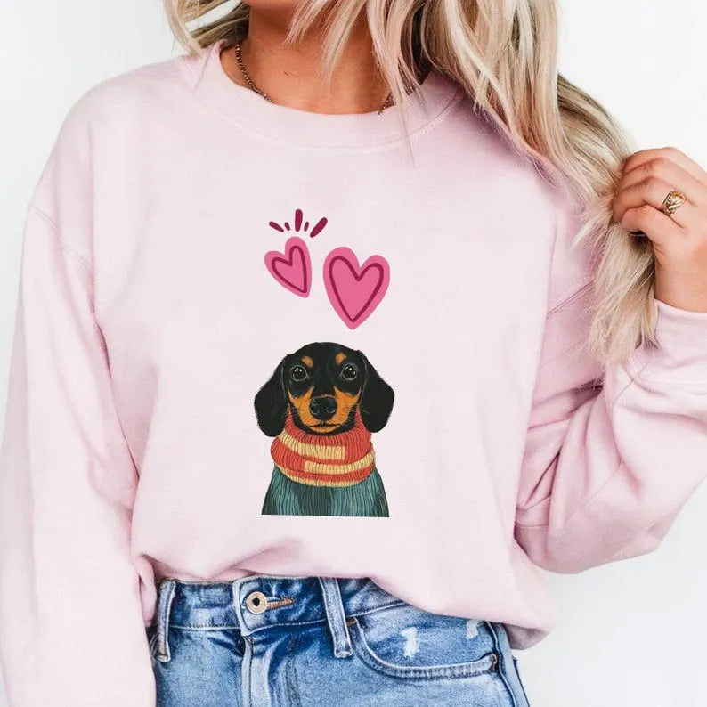 Custom Valentine’s Day Dog in Knitted Sweater – Personalized Dog/Cat Hoodie & T-Shirt
