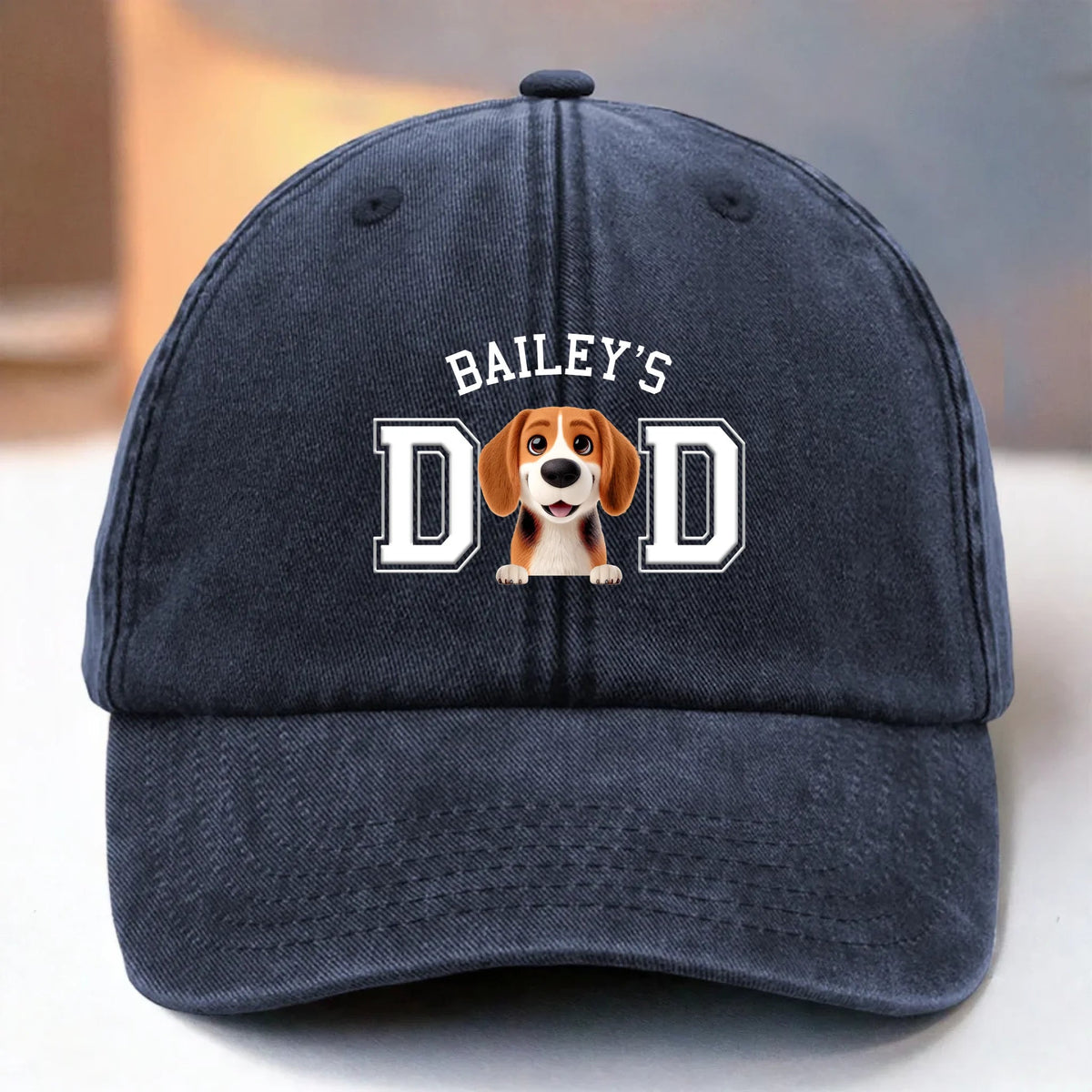 Belongs To The Fluffy One - Dog Personalized Custom Vintage Washed Denim Baseball Cap - Father's Day Gift