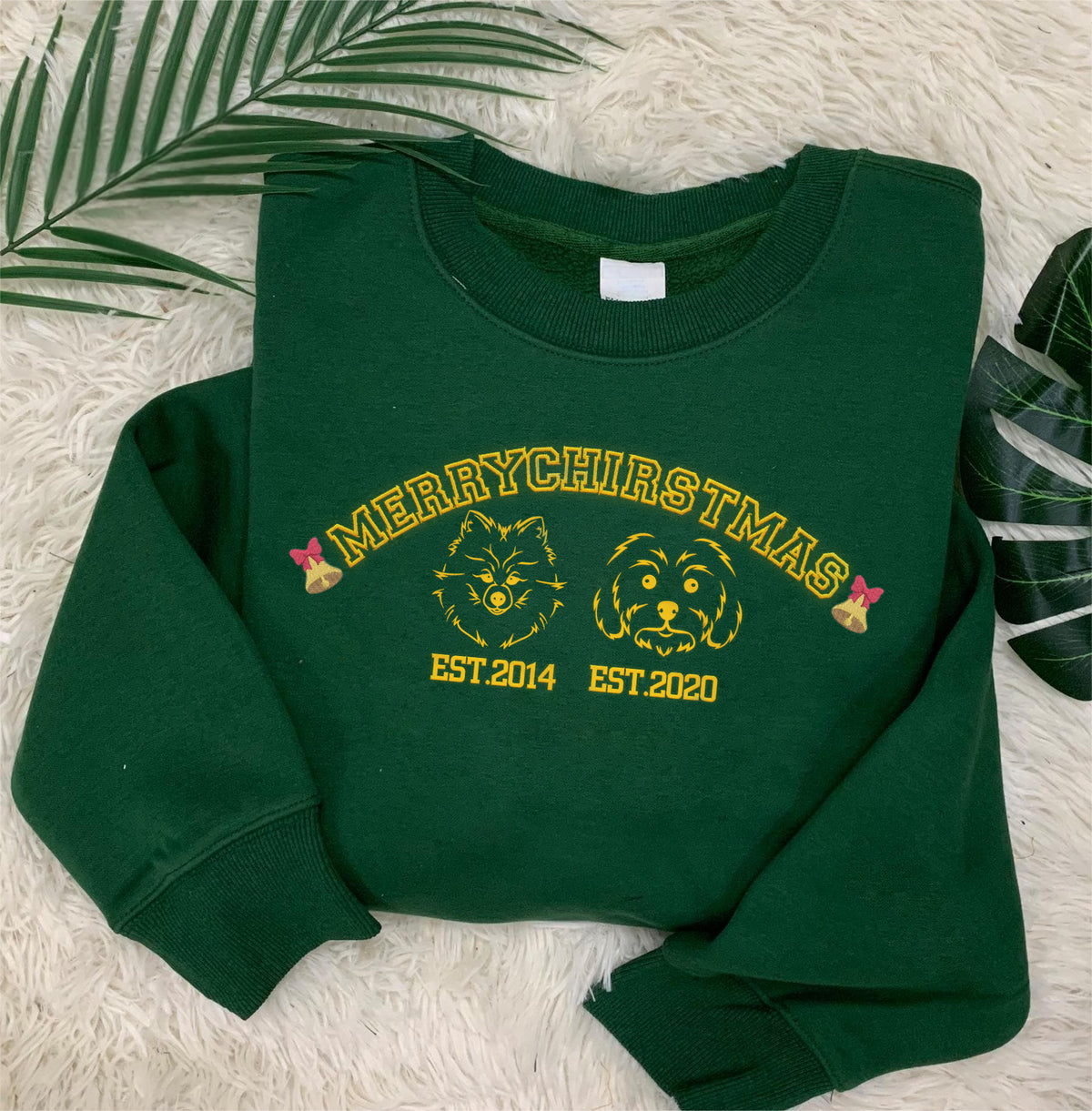 PetFiestas® Merry Christmas Personalized Pet Photo Embroidered College Sweatshirt/Hoodie T-shirt Christmas Gift