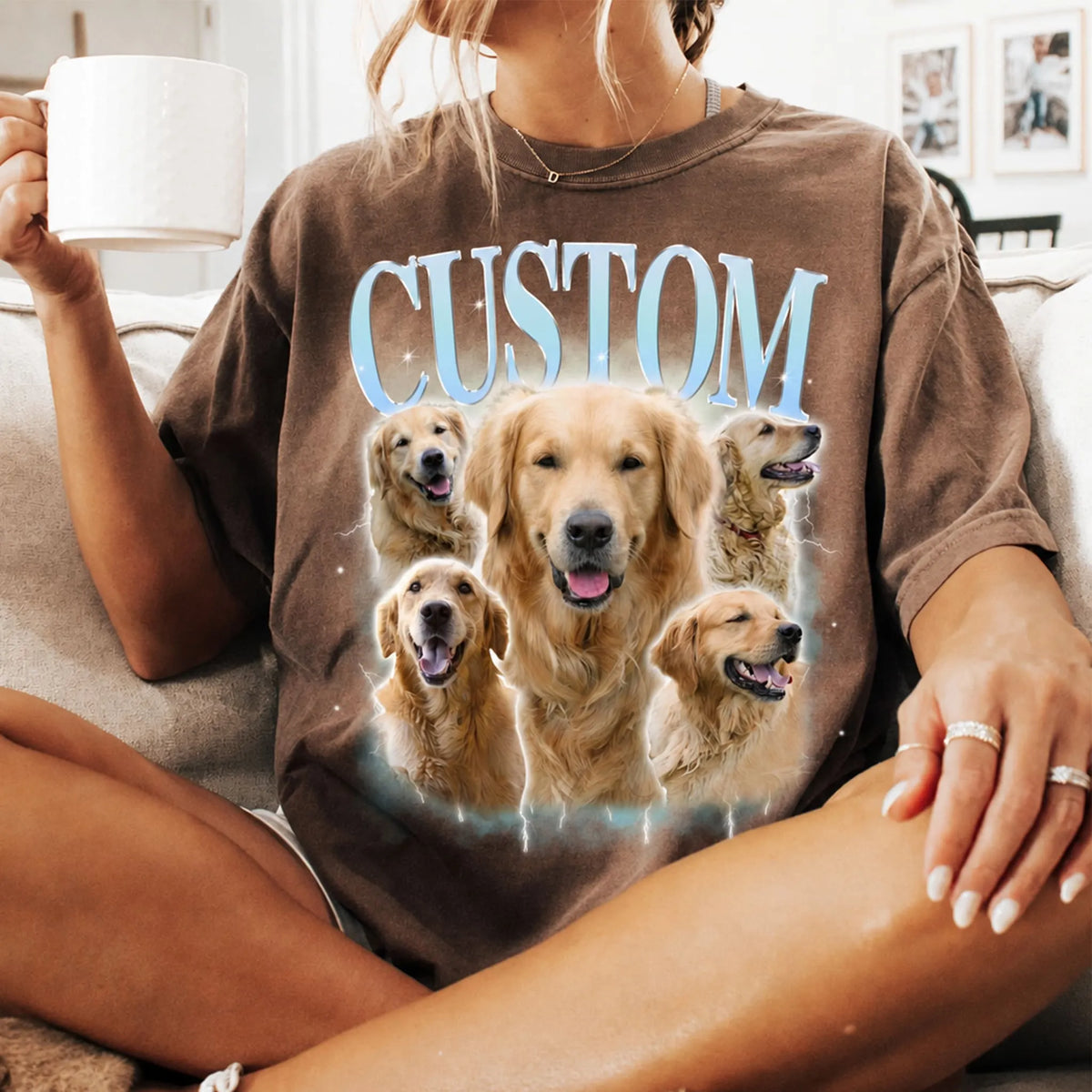 Custom Pet Vintage Bootleg T-Shirt, Retro Personalized Pet Photo + Name Shirt