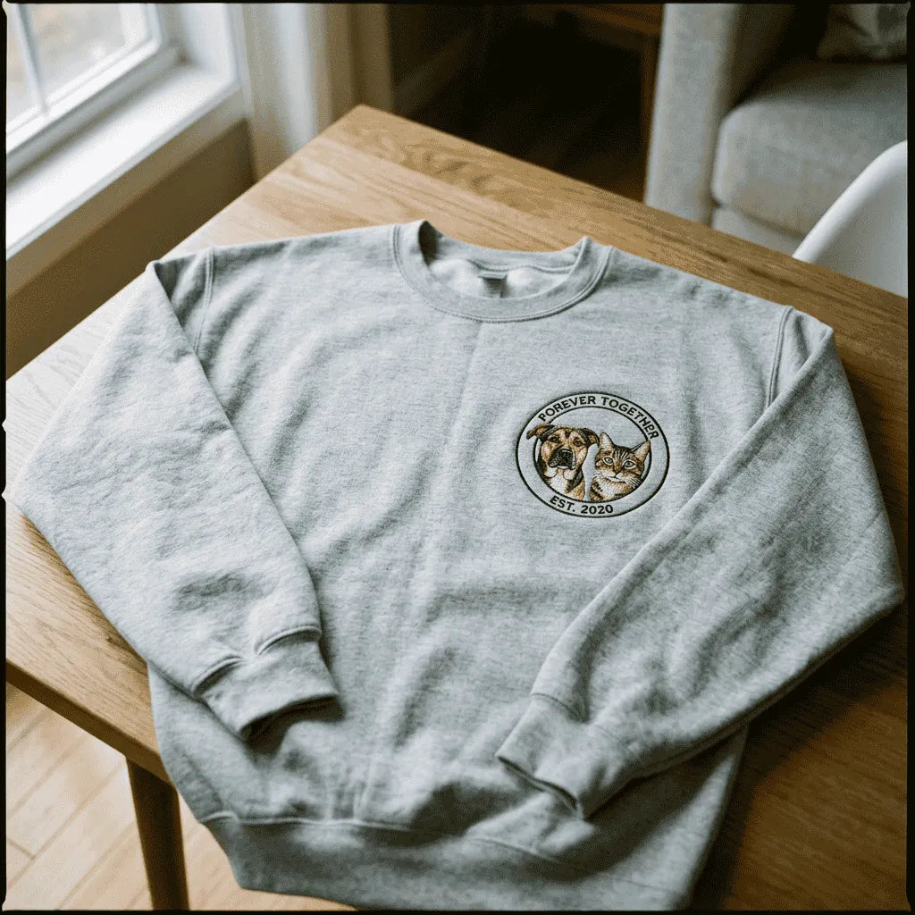 Besticktes Badge Sweatshirt mit Tiergesicht