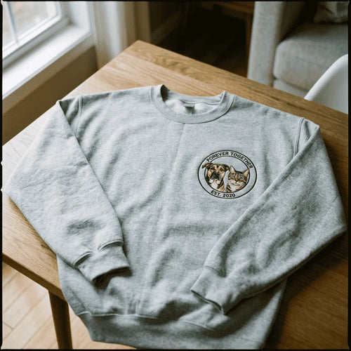 Besticktes Badge Sweatshirt mit Tiergesicht