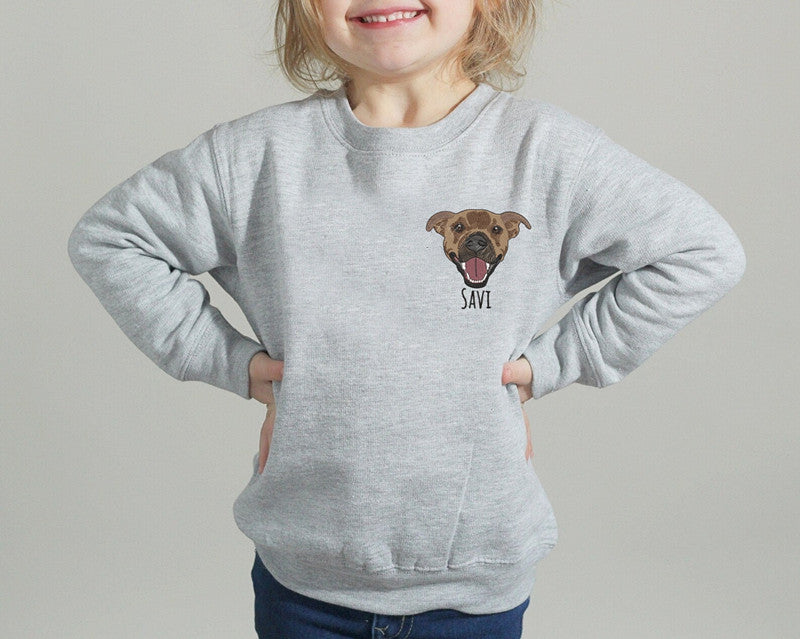 Custom Embroidered Pet Sweatshirt for Kids, Dog Embroidery, Personalized Kids Sweatshirt- Colorful Design