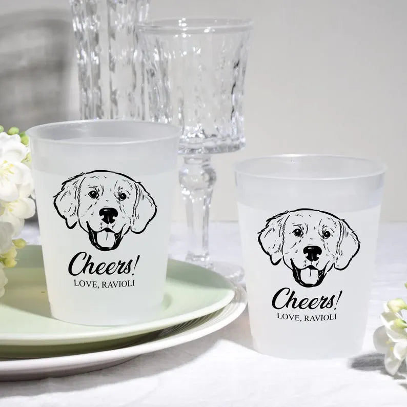 Custom Pet Wedding Frosted Cups – Personalized Plastic Cups for Dog or Wedding Favors