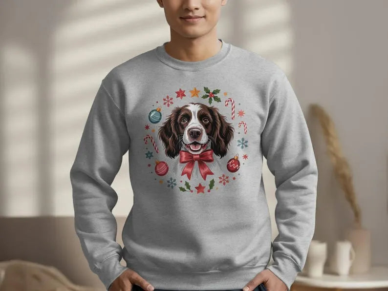 Custom Pet Photo Christmas Festive Vibe Crewneck Sweatshirt Tee