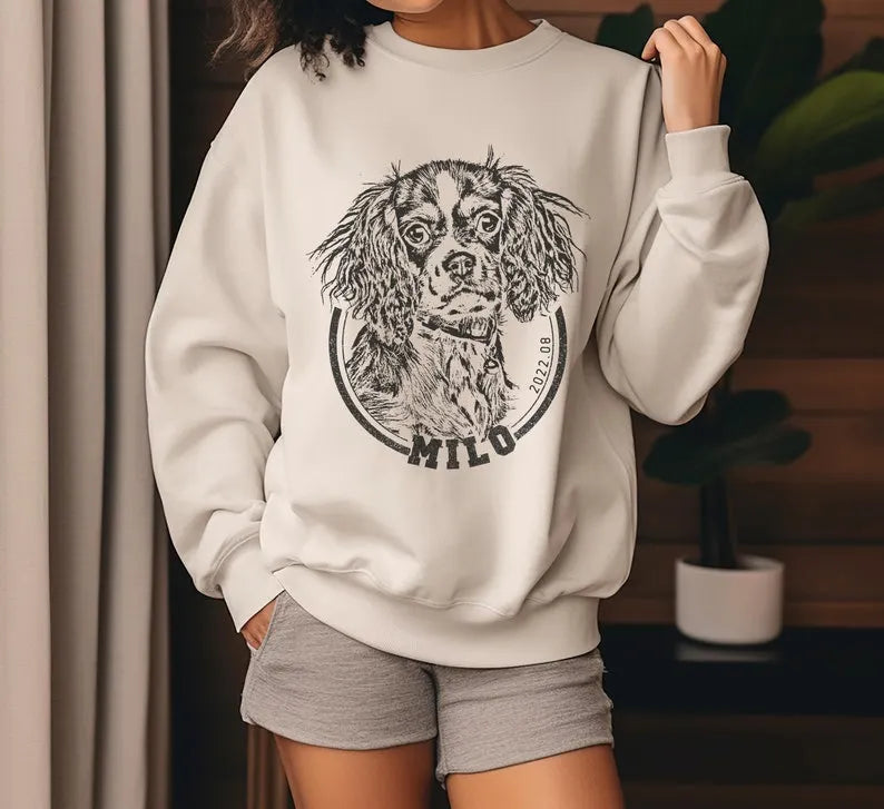 Custom Pet Sweatshirt From Photo, Your Pet Photo Print T-shirt Sweatshirt Hoodie