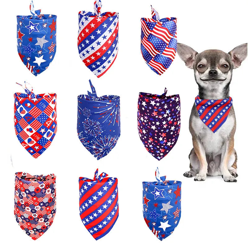 Custom Name Patch Dog Bandana, 4th of July Bandana, Patriotic Dog Gifts, Pet Lover Gift