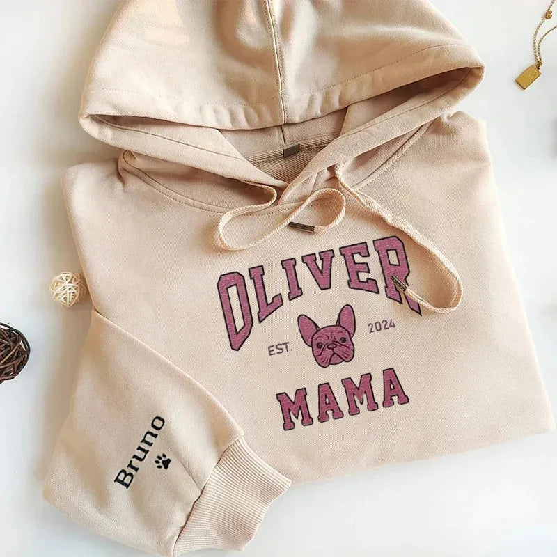 Custom Pet Embroidered Sweater Dog Drawing From Photo Portrait Personalized Dog Pullover- Varsity Colorful Design