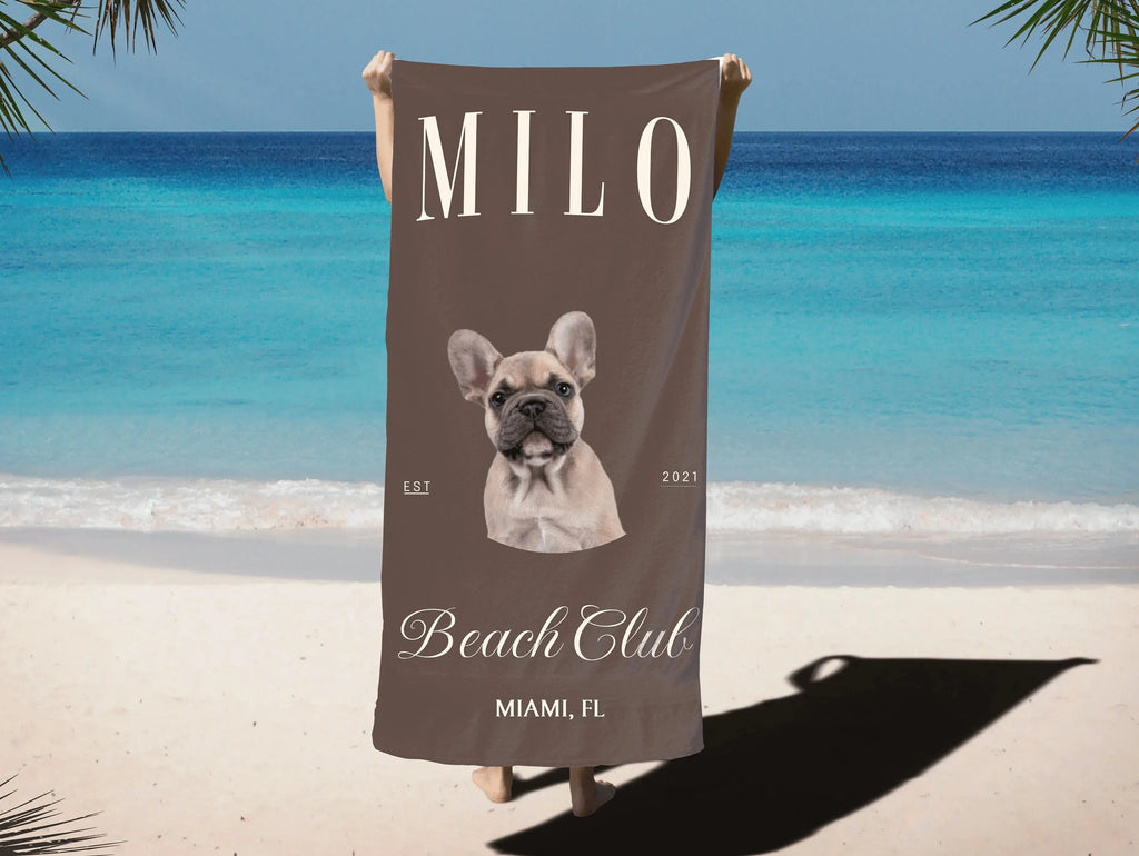 Custom Pet Beach Club Towel, Beach Towel With Pet Name