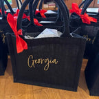 Custom Name Gift Bag & Charm, Holiday Gift Bags with Name, Christmas Eve Gift Bags