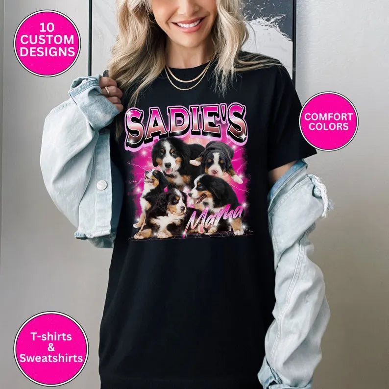 Vintage Custom Pet Photo Shirt Custom Bootleg Rap Tee 90s Rap T-shirt Crewneck Hoodie