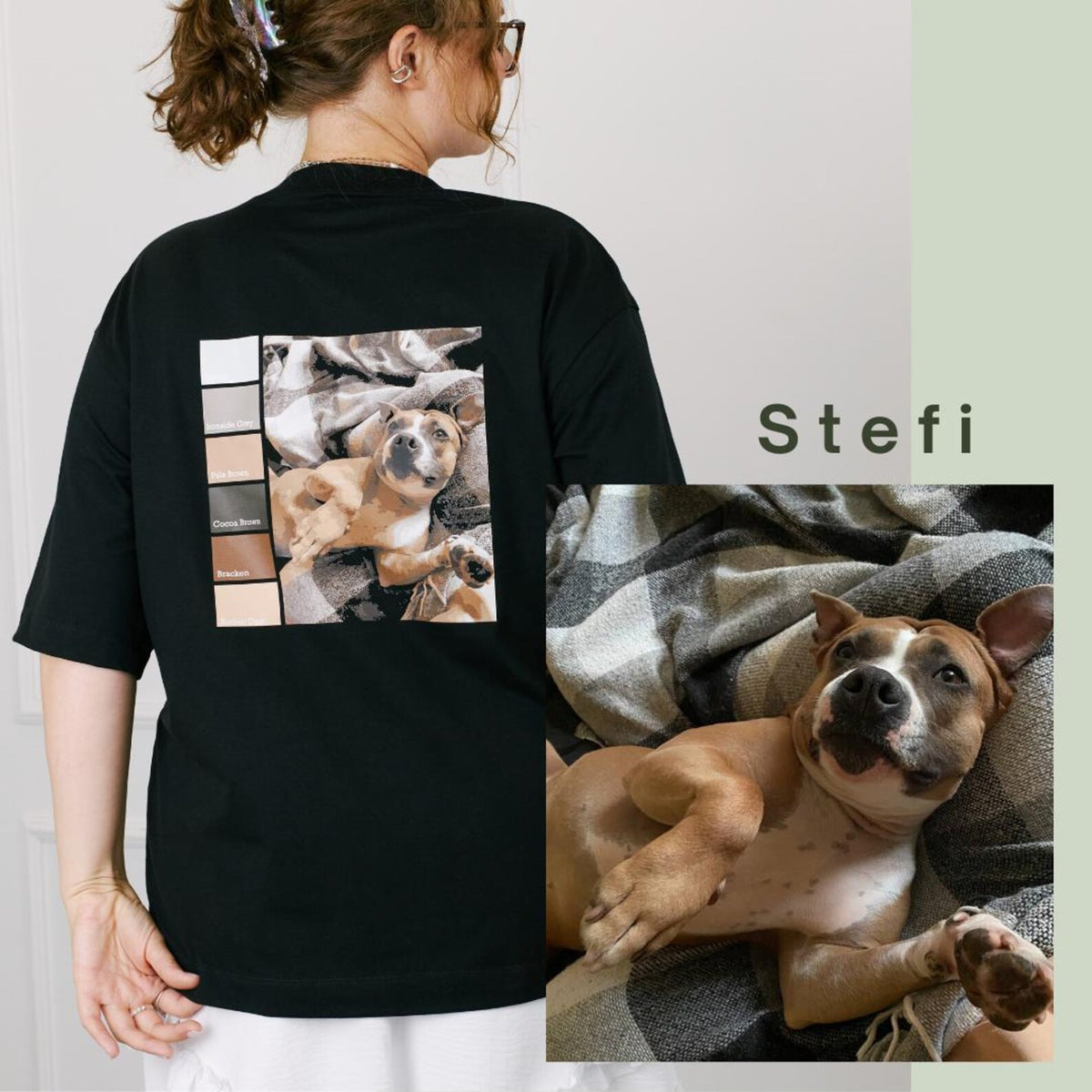 Custom Pet Portrait T Shirt Personalized Dog Mom Shirt and Hoodie with Your Dog Face Design on Back