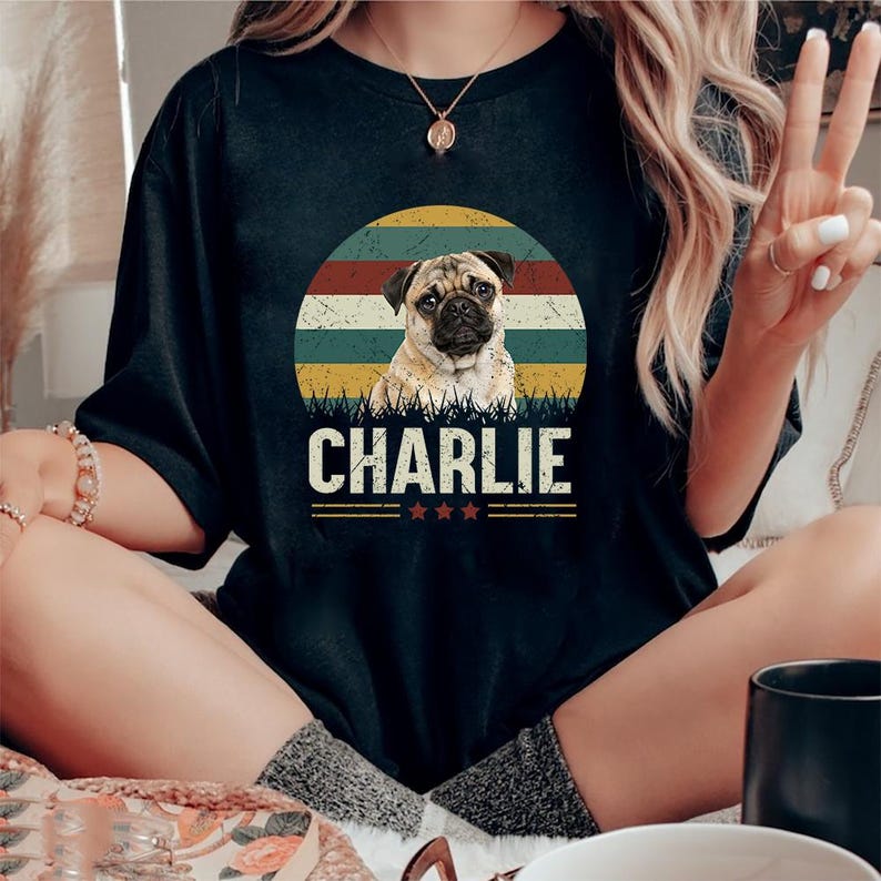 Custom Dog Vintage Shirt – Personalized Pet Photo Retro Style T-Shirt & Hoodie