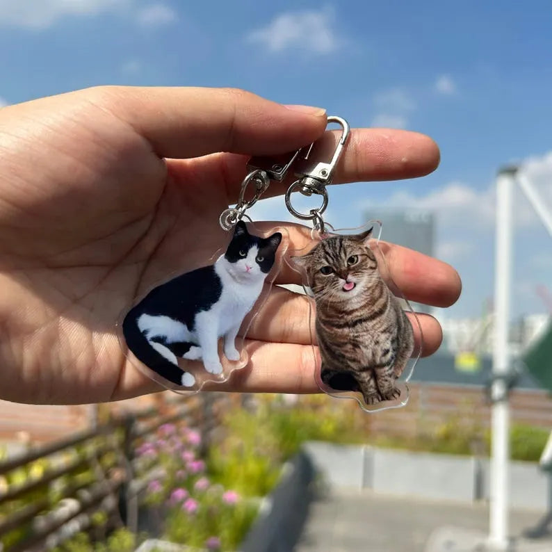Personalized Pet Photo Keychain Pet Portrait Keychain
