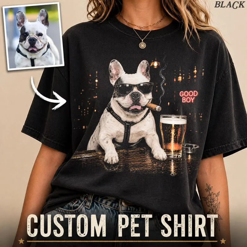 Custom Dog Drinking Beer Shirt, Pet Lover Gift
