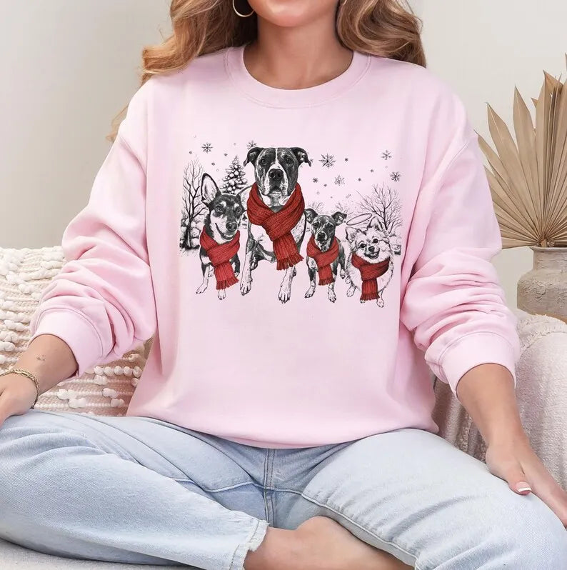 Custom Multi Pet Christmas Sweatshirt with Photo & Name Printed