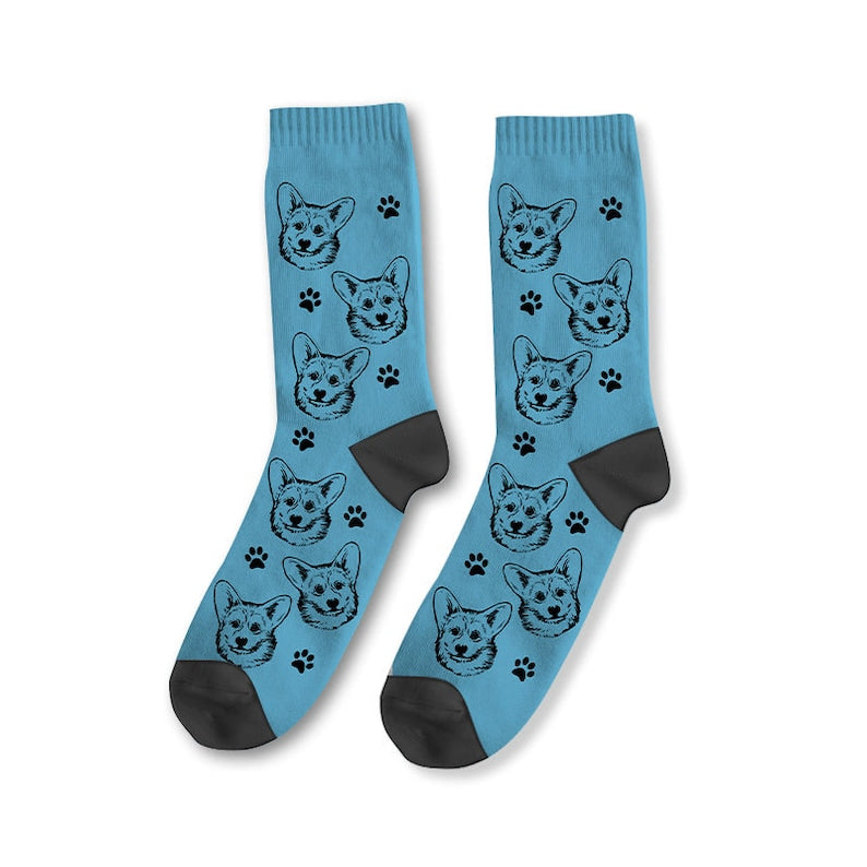 Personalized Face Socks, Custom Pet Socks, Dog Socks, Funny Face Socks