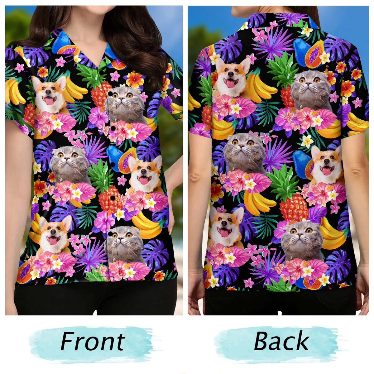 Custom Photo Funny Family Pet Tropical - Personalized Custom Hawaiian Shirt