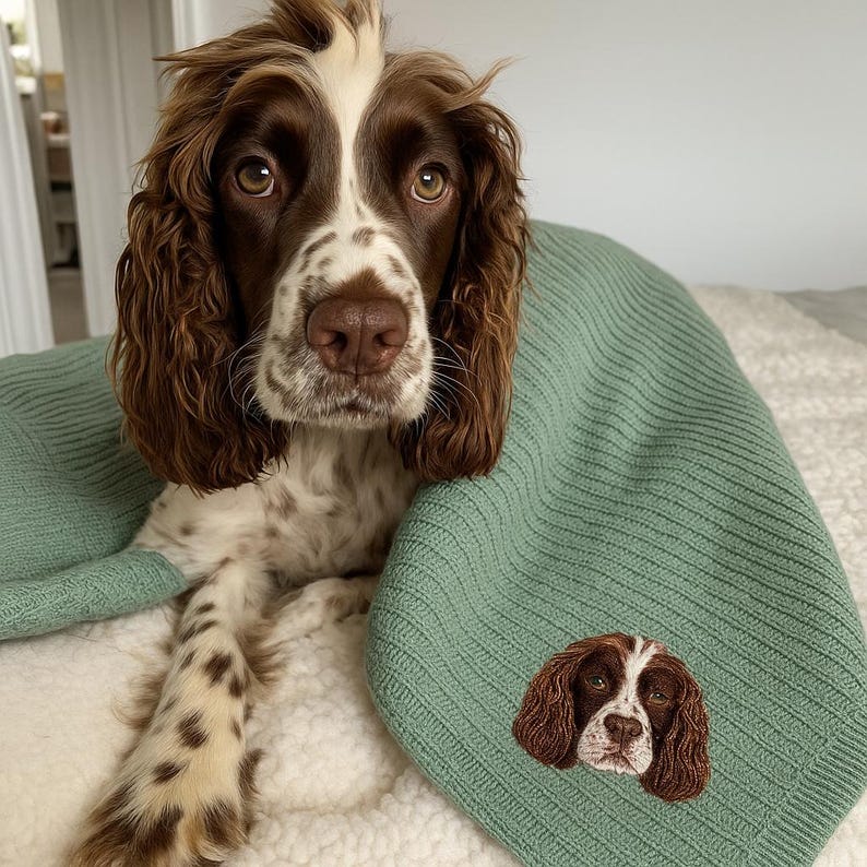 Custom Premium Handcrafted Pet Embroidered Blanket, Pet Knitted Throw Blanket