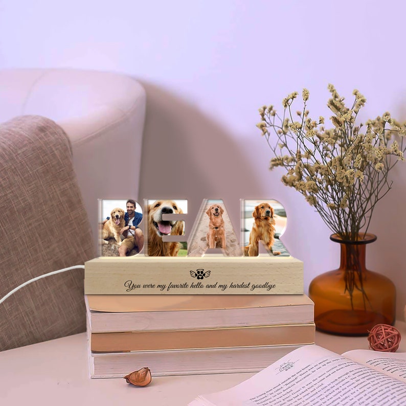Personalized Pet Memorial Night Light, Custom Pet Photo Night Light