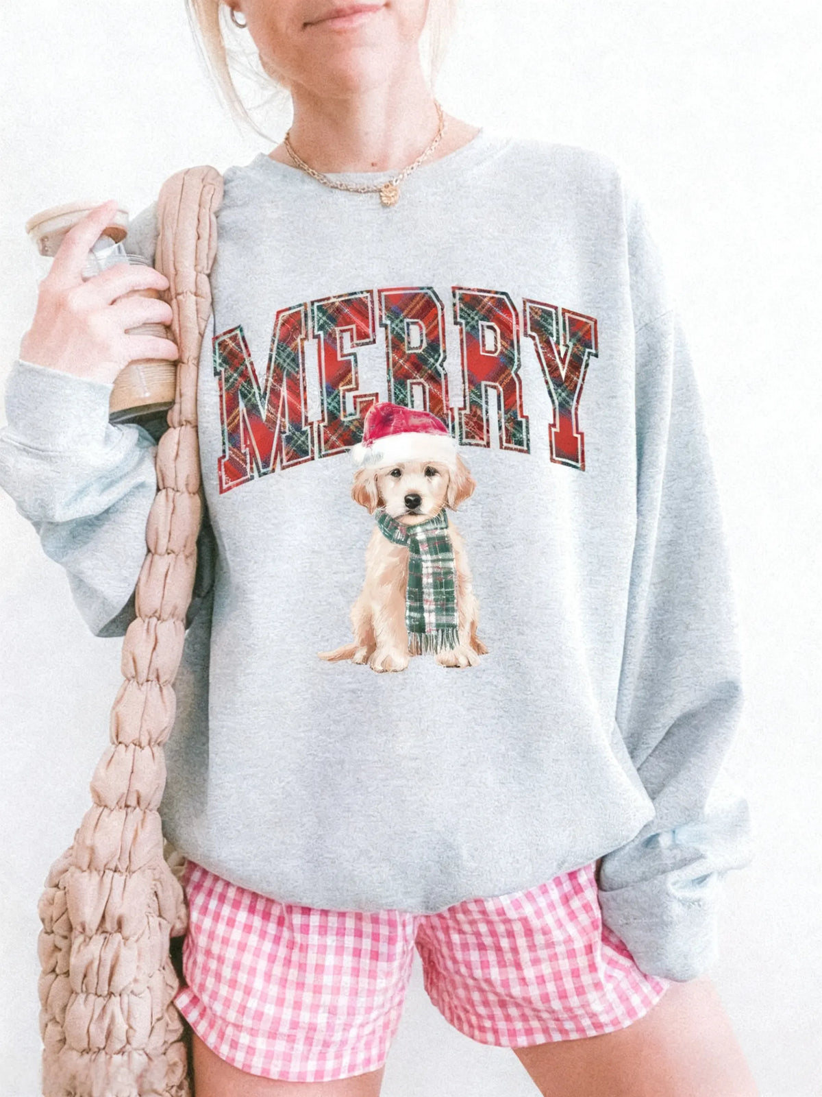 Merry Christmas Personalized Dog Photo Christmas Sweatshirt, Dog Mom Christmas Jumper