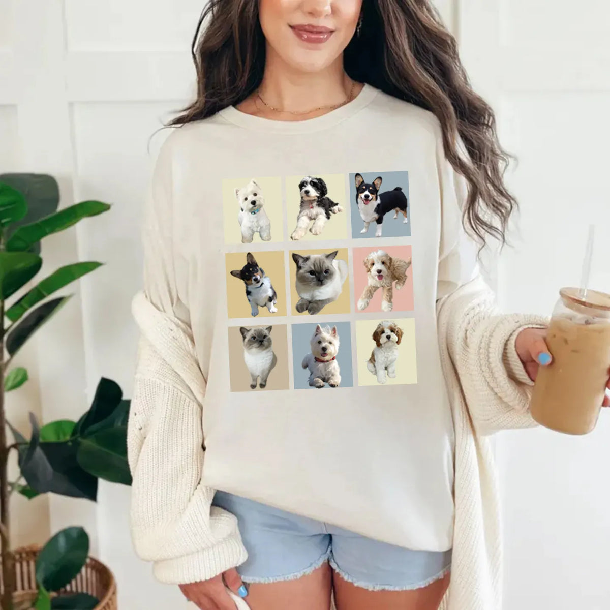 Pet Family Custom Cat Dog Photos Shirt, Personalized Photo Collage Tee Sweatshirt