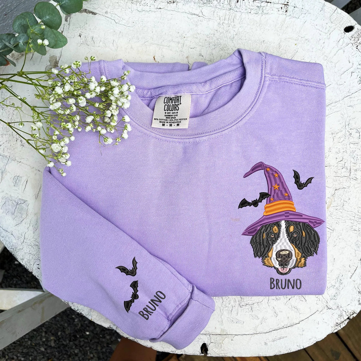 Halloween Custom Pet Portrait Embroidered Hoodie Sweatshirt T-shirt- Colorful Design