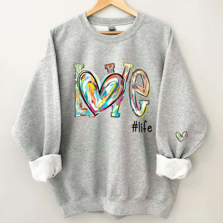 Love Grandma Life Fall Autumn Color Clipart Custom Sweatshirt