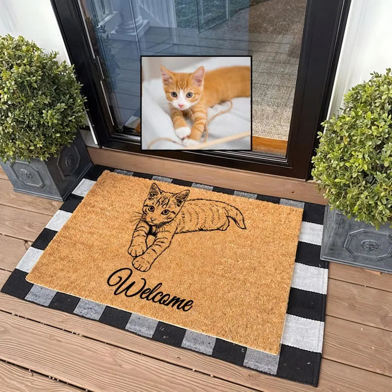 Custom Pet Photo Coir Doormat, Pet Lover Doormat