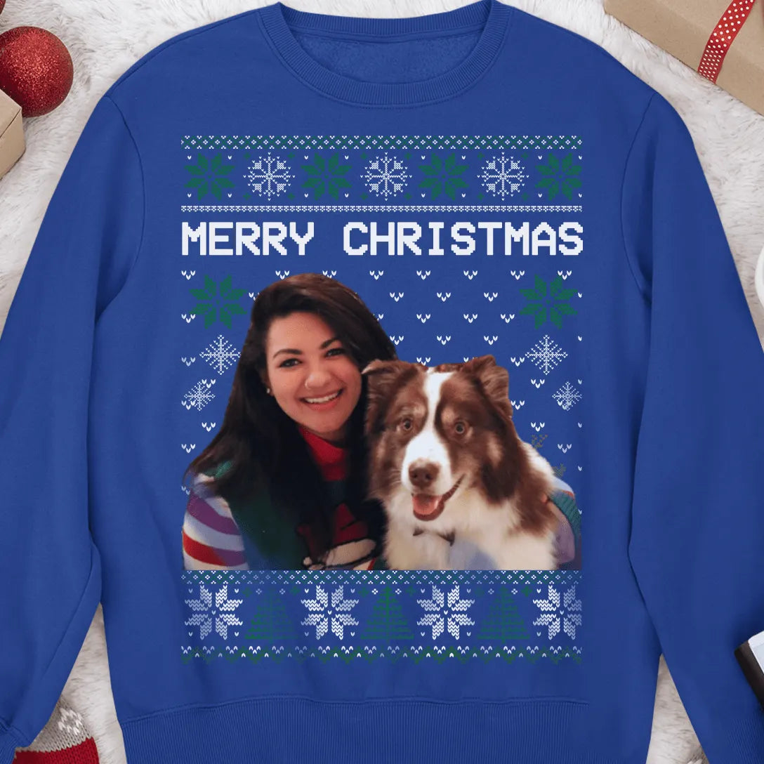 Upload Photo Christmas Ugly Dog Cat Sweatshirt Hoodie