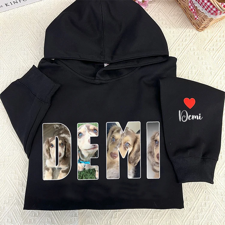PetFiestas® Custom Pet Photo and Name Sweatshirt Hoodie T-shirt