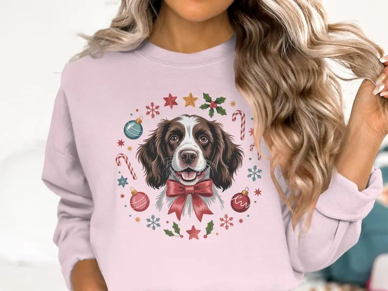 Custom Pet Photo Christmas Festive Vibe Crewneck Sweatshirt Tee
