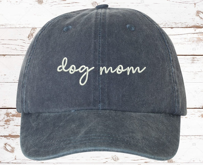 Dog Mom Script EMBROIDERED Dad Hat Cotton Baseball Cap, Gift For Dog Mom, Gift For Her, Fur Mama