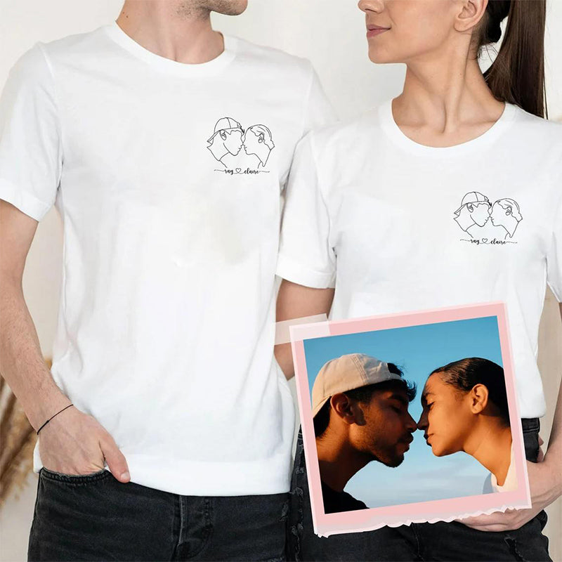 Custom Outline Photo Embroidered T-Shirt
