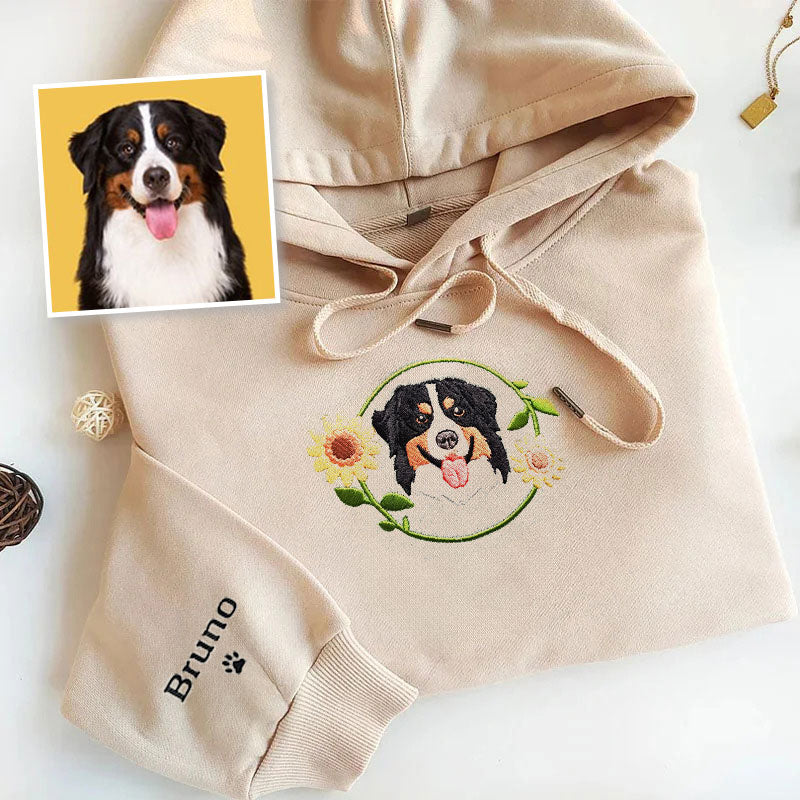 Custom Dog Embroidery Hoodie From Photo, Personalized Dog Sweatshirt- Colorful Design