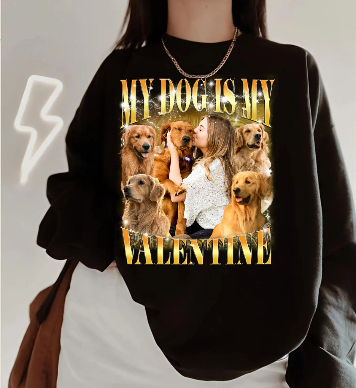 My Dog Is My Valentine Custom Pet Bootleg Shirt, Personalized Pet Photo T-Shirt Hoodie Sweatshirt