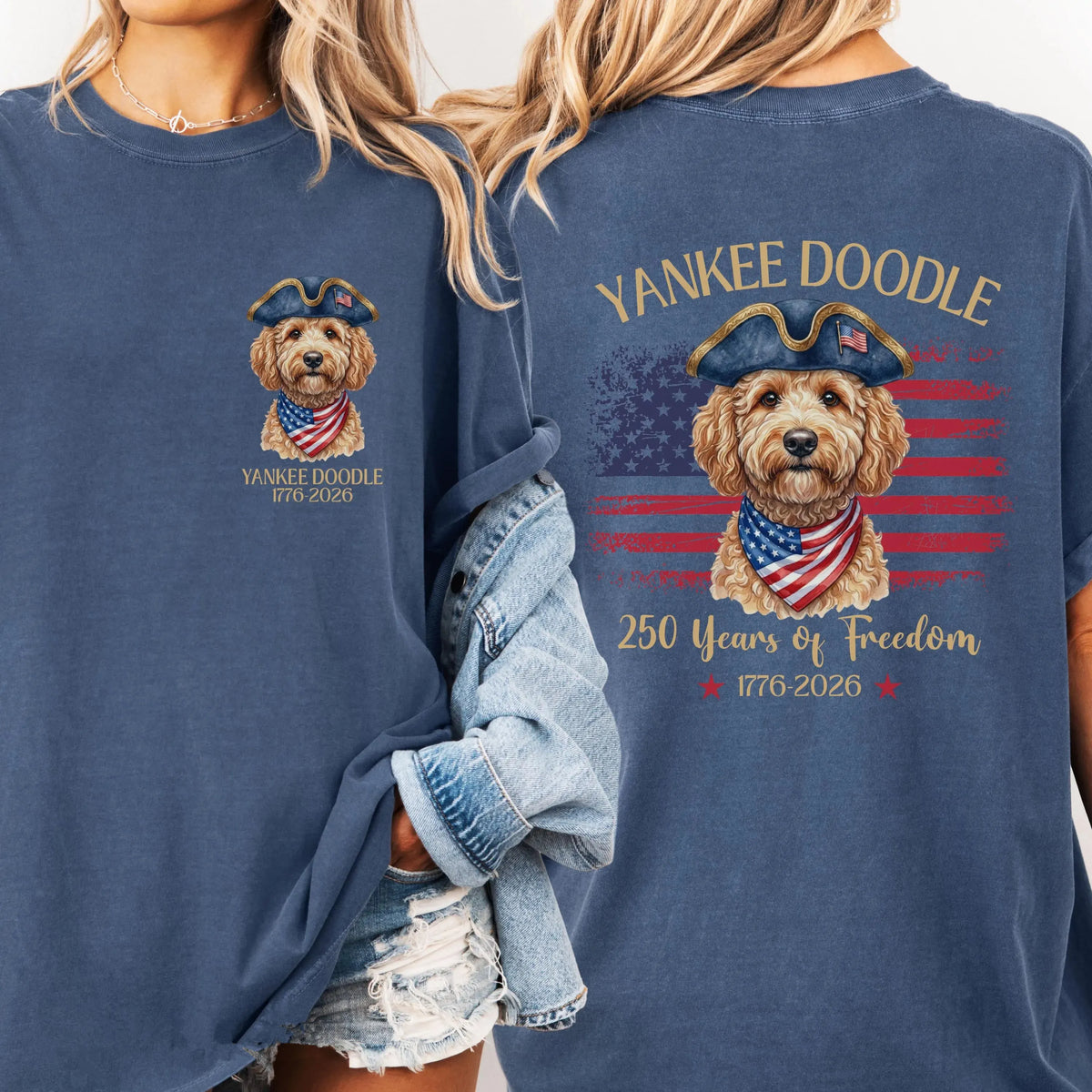 Custom Pet Photo Patriotic Dog Tee, America 250th Anniversary Shirt