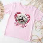 Custom Pet Lover T-Shirt - Cute Heart Design with Pet Photo & Name - Unisex Dog Cat Owner Tee
