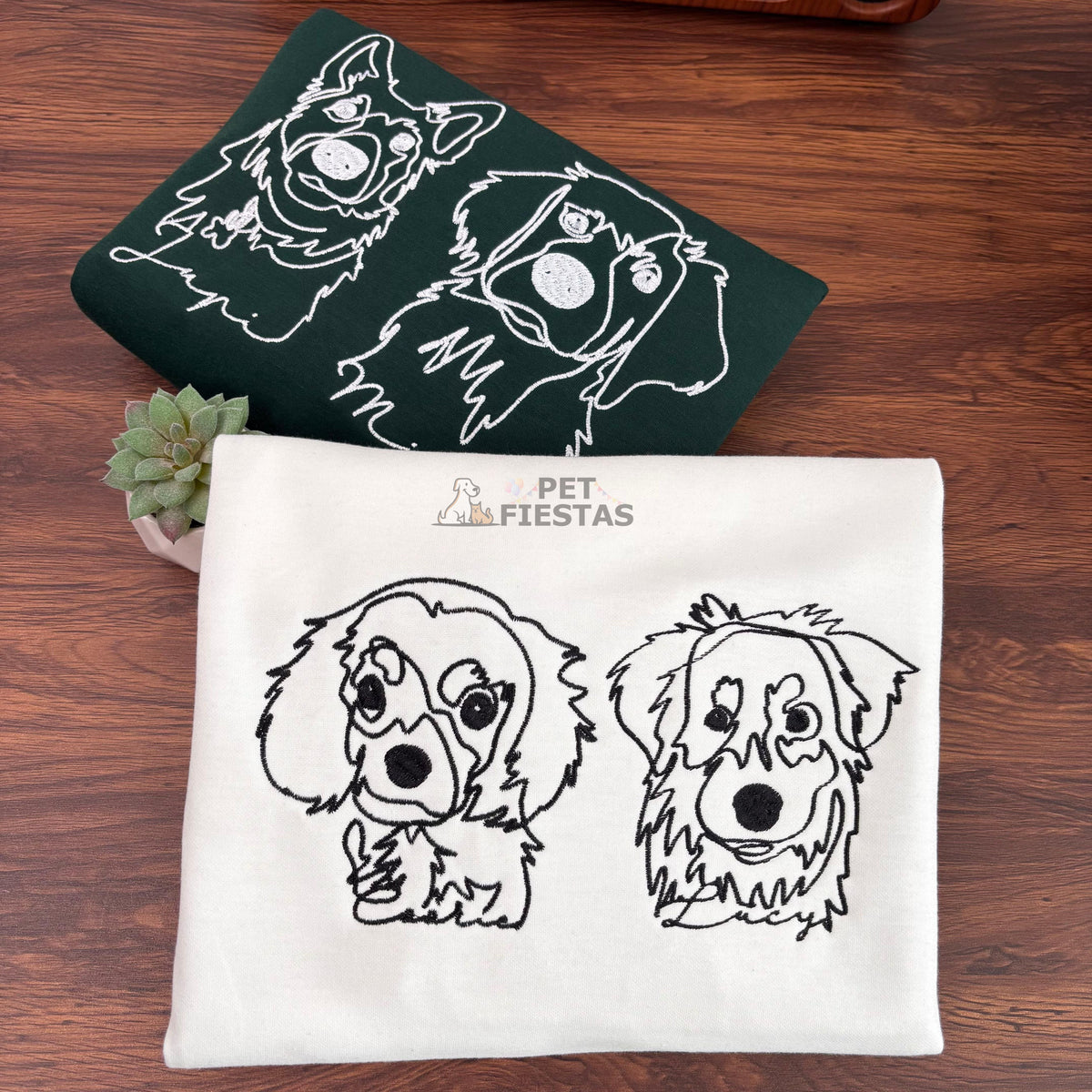 Custom Pet Outline Embroidered Hoodie – One-Line Stitch Art Sweatshirt/Tee- Stylish Outline Style